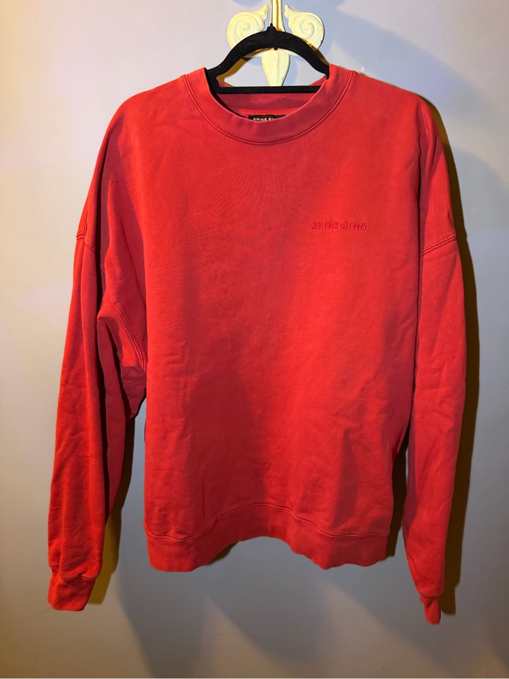 Anine Bing “Miles Washed Red”Crewneck Sweatshirt